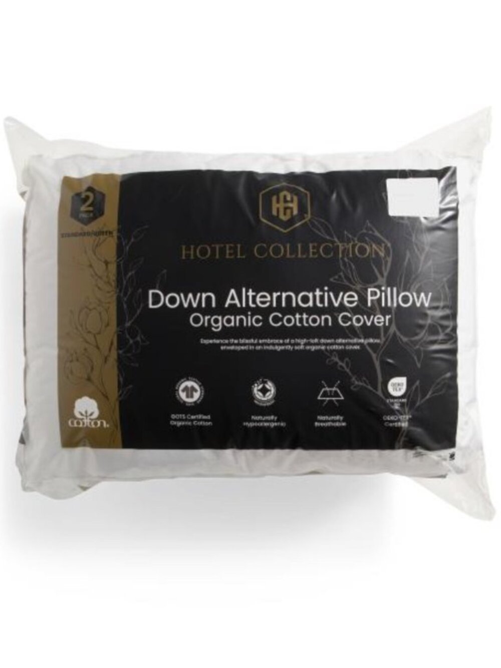 Hotel Collection White Down Alternative Pillow with Organic Cotton Cover